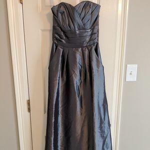 Floor length metallic bridesmaids dress